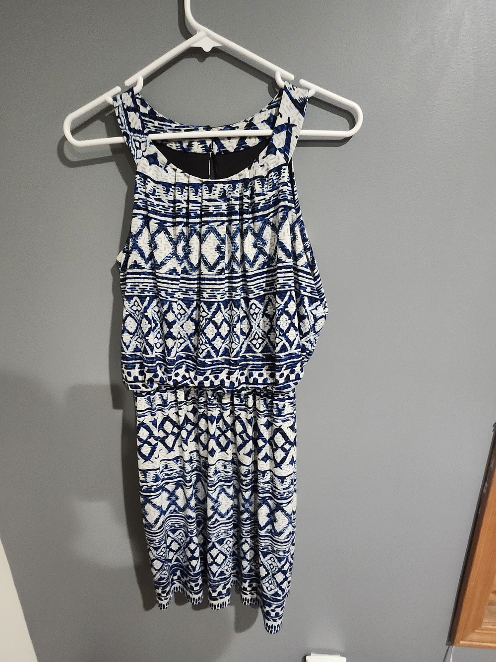 Donna Ricco Navy and White Printed Dress Size 8